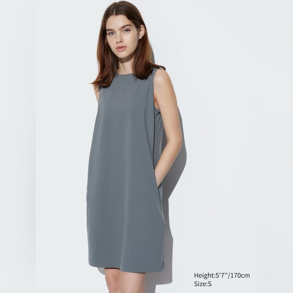 NWT Uniqlo Ultra Stretch AIRism Sleeveless Mini Dress in Gray